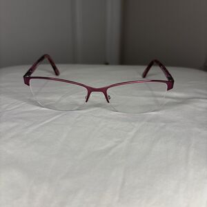 Liz Claiborne Eyeglasses Frame Only L615 0DW4 140 Women Purple Half Rim Cat Eye